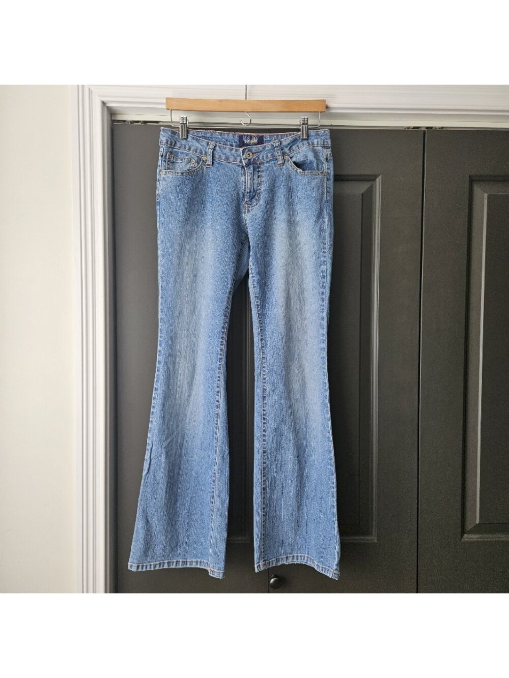 VTG Angels Low Rise Y2K Flare Jeans Butterfly Embroidered w/Bling Pocket Sz 11